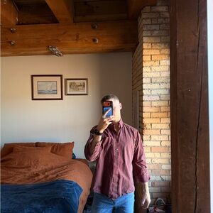 Club Room Red and Green Plaid Button-Front Shirt